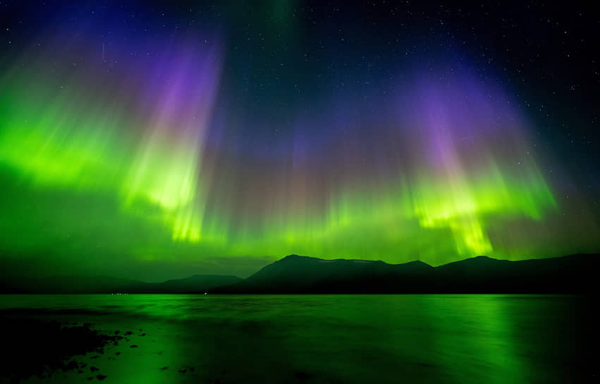 Северное сияние над плато Путорана в Красноярском крае