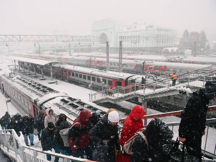 Мощный снегопад в Новосибирске