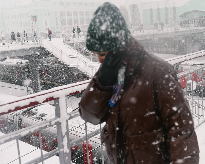Мощный снегопад в Новосибирске