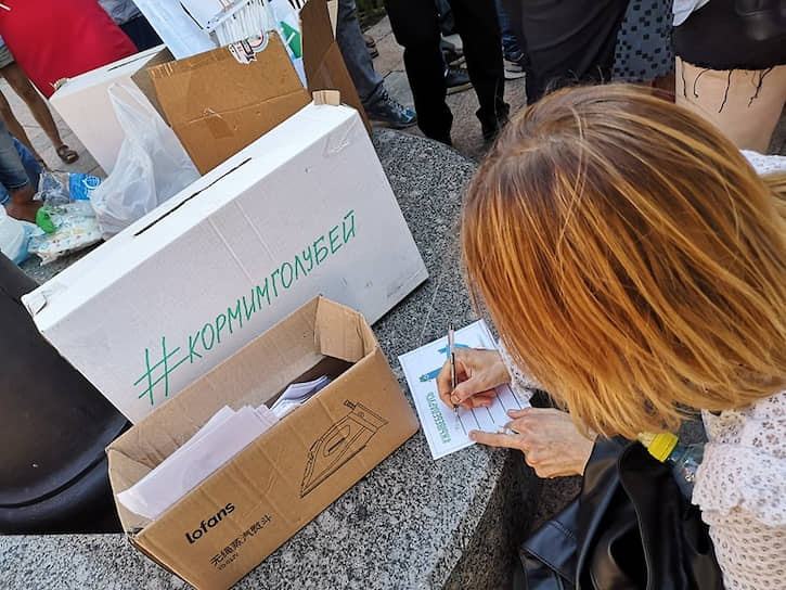 Акция возле Гостиного двора в поддержку протестов в Хабаровске