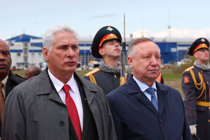 Президент Республики Куба Мигель Диас-Канель Бермудес (слева) и губернатор Петербурга Александр Беглов (справа).