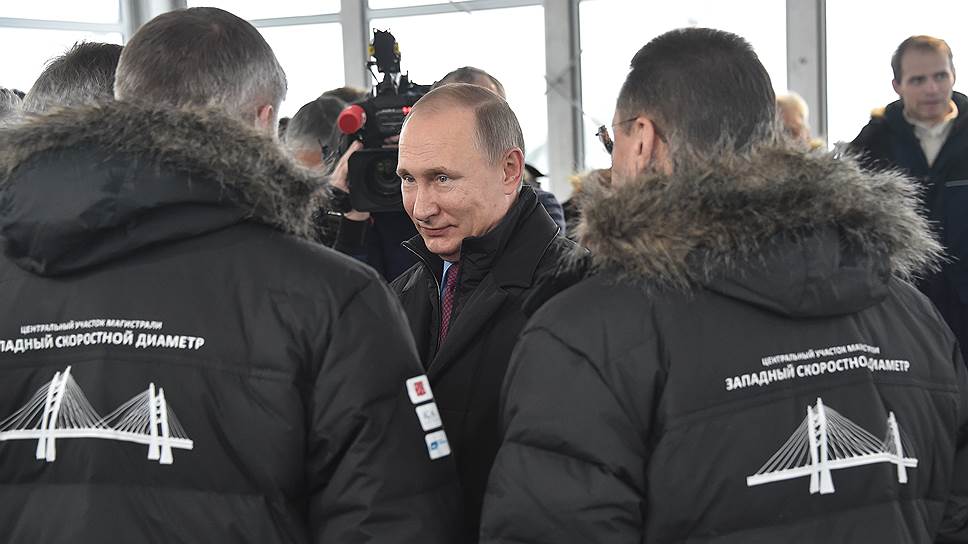 Президент России Владимир Путин на церемонии открытия центрального участка автомагистрали Западного скоростного диаметра (ЗСД) международного транспортного коридора &quot;Север–Юг&quot;