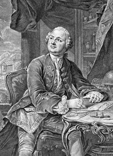 Прижизненный портрет Михаила Ломоносова, исполненный Э. Фессаром в 1757 году. По личным указаниям Ломоносова медная доска в 1758 году была исправлена К. А. Вортманом
