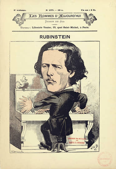1868 год. Карикатура на композитора и пианиста Антона Рубинштейна во французском журнале La Marotte