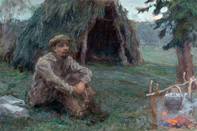 Владимир Ленин у Шалаша в Разливе. Автор Василий Бакашеев, 1926 год