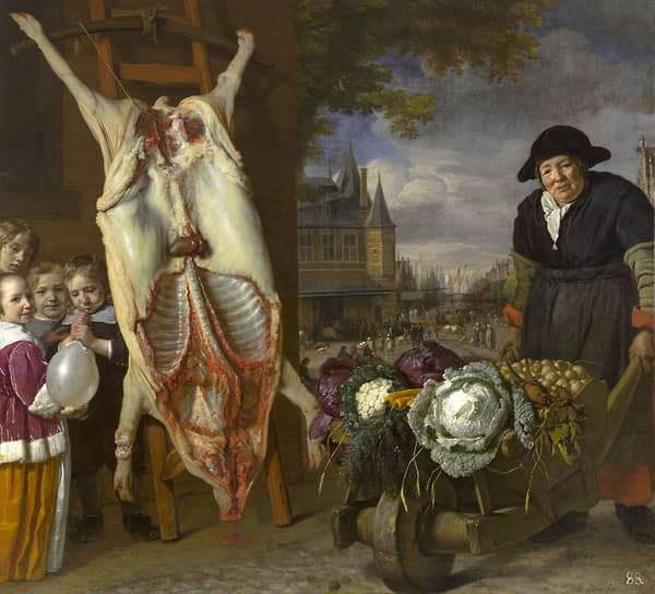 Одна из картин Иоганна Эрнста Гоцковского. Гоцковский был крупнейшим берлинским коммерсантом и банкиром, связанным с прусским королем Фридрихом II. В результате Семилетней войны он оказался в отчаянном положении: задолжал огромную сумму кредиторам, главным из которых (косвенно) была российская казна. Вместо требования денег, которых у Гоцковского не было, вступившая на престол Екатерина II пошла на бартер и получила в итоге коллекцию. Таким образом, первая коллекция Эрмитажа — это не трофей и не подарок, а исторический компромисс