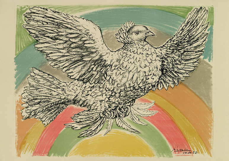 Литография Пикассо «Голубь» поступила в 1964 году в дар от Союза художников СССР. Сейчас в постоянной экспозиции Эрмитажа не находится. Ее показывают ротационно, на временных выставках, в том числе чтобы не подвергать разрушению