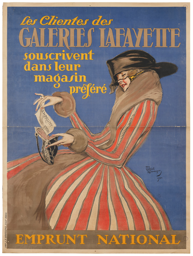 Jean-Gabriel Domergue (1889-1962) — Galeries Lafayette. Emprunt national 1920 Affiche, lithographie