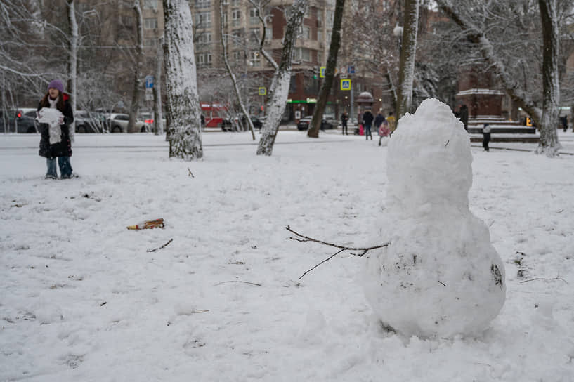 Снегопад в городе.