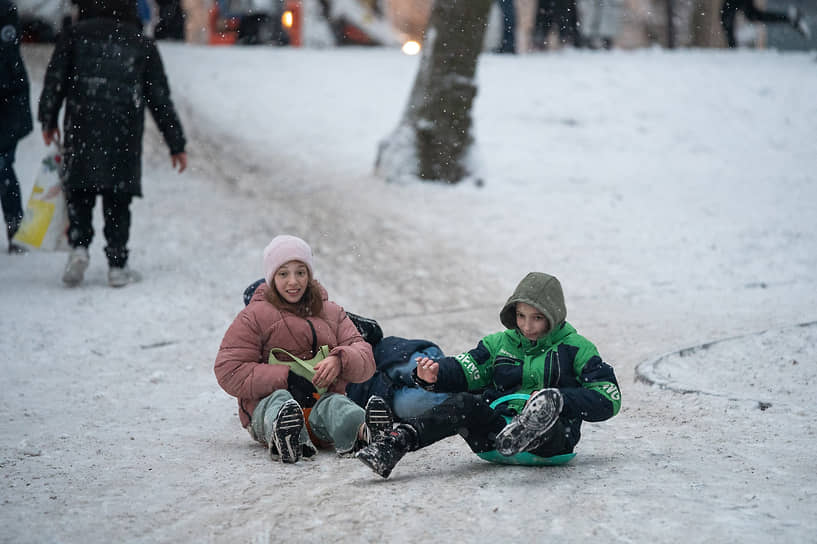 Снегопад в городе.