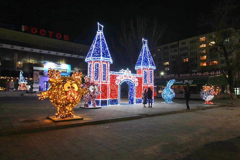 Над суетливыми людьми потешаются мультяшные персонажи