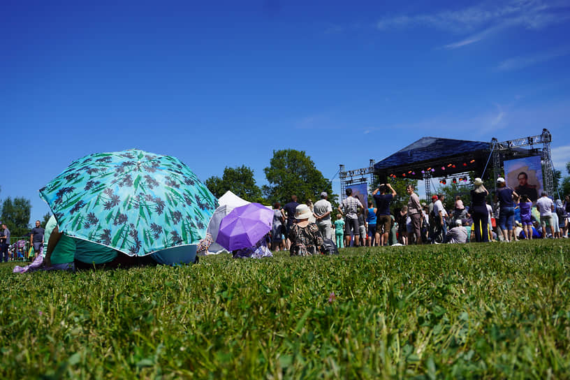 Выступления артистов на лермонтовском фестивале в Тарханах посетители случали сидя на траве