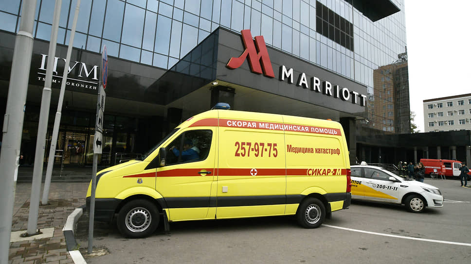 Пожарно-тактичeские учения в здании отеля Marriott в Воронеже