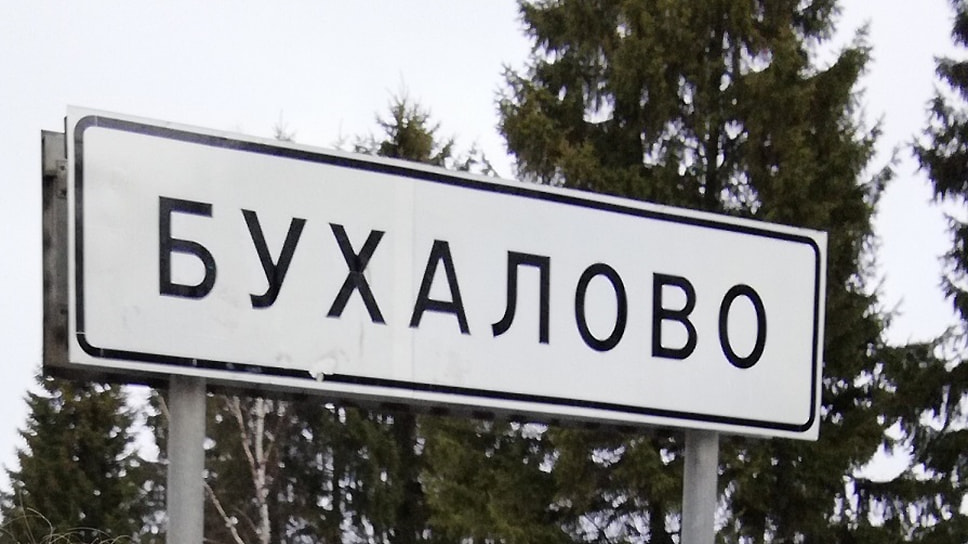 Дорожный указатель в деревне Бухалово 