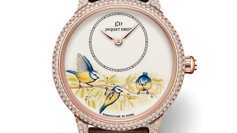 Jaquet Droz, Petite Heure Minute 35 mm Blue Birds