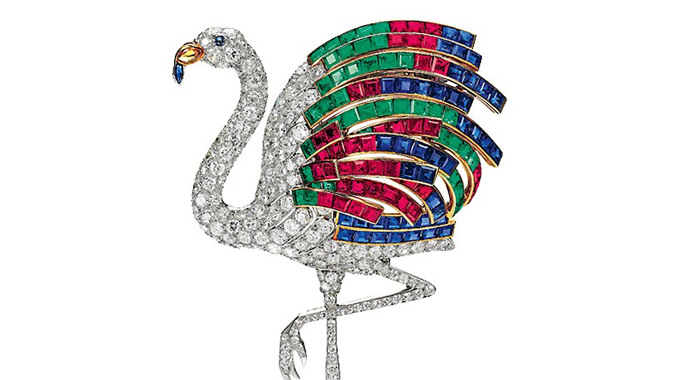 Cartier, брошь Flamingo, принадлежавшая герцогине Виндзорской, 1940 год 
