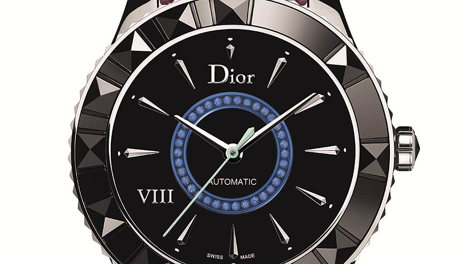 Dior, Dior VIII Ceramic Metallic Blue &amp; Rose Calfskin Strap 33 mm 