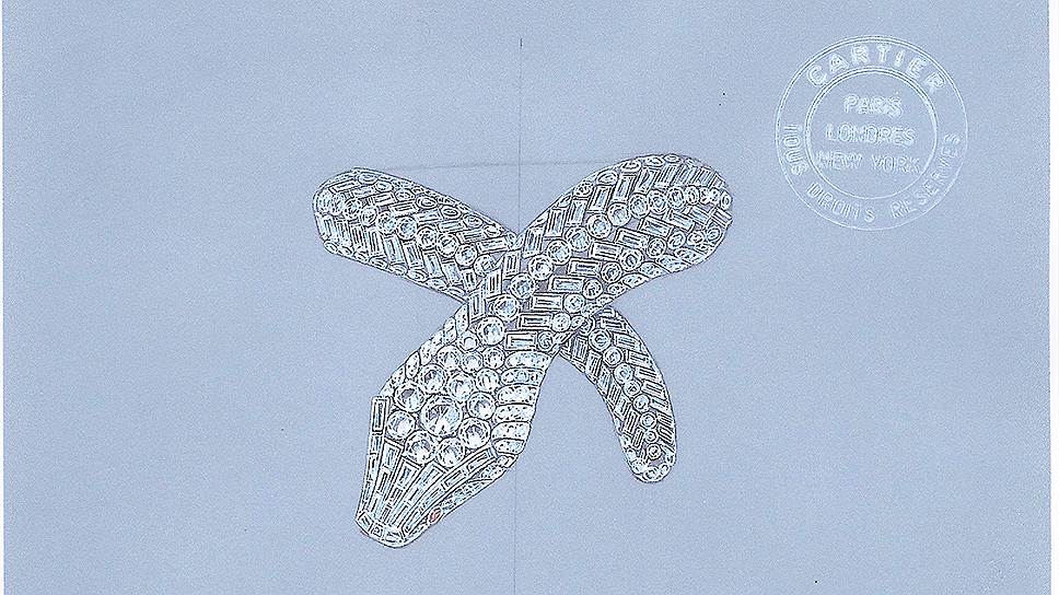Cartier, эскиз браслета &quot;Змея&quot; сверхгибкой конструкции, вдохновленный колье Марии Феликс, заказ российского клиента 
