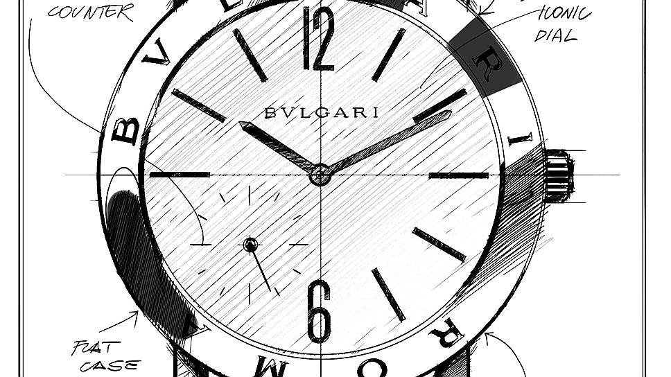 Эскиз модели Bvlgari-Bvlgari Roma Finissimo с маленькой секундной стрелкой, 2015 
