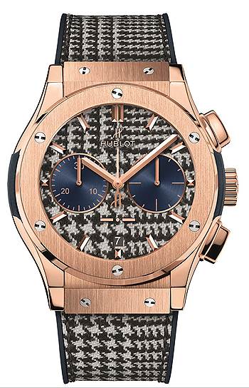 Hublot Classic Fusion Chronograph Italia Independent Pied De Poule King Gold 
