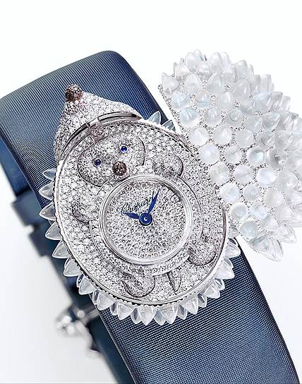 Chopard, часы Animal World Hedgehog, белое золото, лунные камни, бриллиант