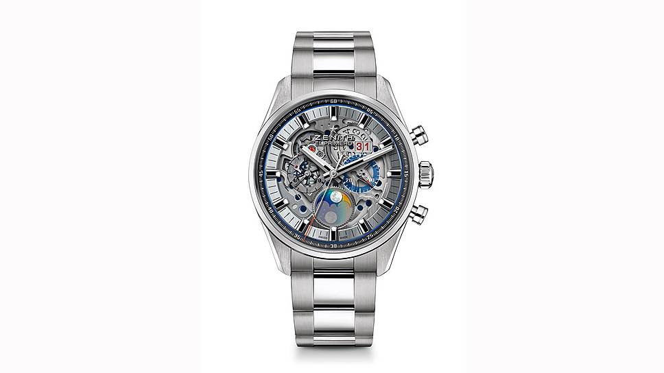 Chronomaster Lady Blue и Chronomaster Grande Date Full Open, сталь, перламутр, бриллианты, 38 мм и 45 мм, механизм с автоматическим подзаводом, 745 200 руб. и 765 900 руб., Zenith