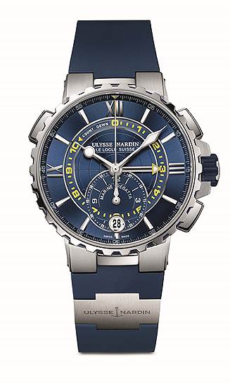 Ulysse Nardin, часы Marine Chronograph Manufacture, сталь, 44 мм, хронограф с автоматическим подзаводом, водонепроницаемость 100 м, 1 017 600 руб. 