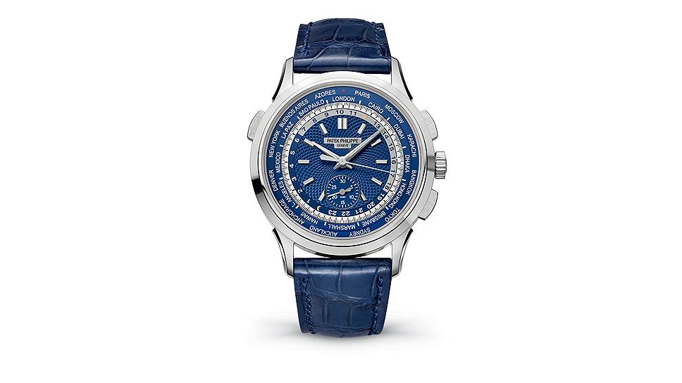 Patek Philippe, часы World Time Chronograph, белое золото, 39,5 мм, механизм с ручным подзаводом