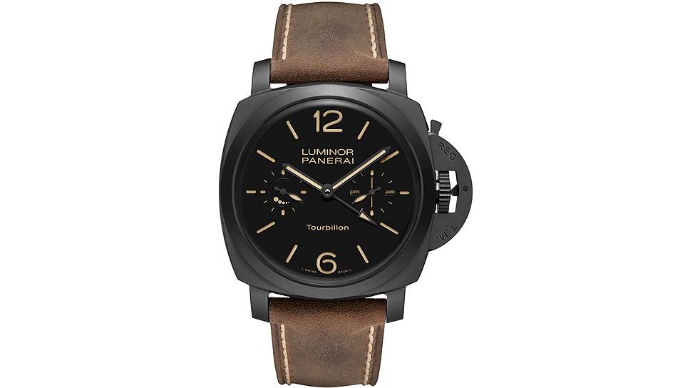 Panerai, часы Luminor 1950 Tourbillon GMT Ceramica, керамика, 48 мм, механизм с ручным подзаводом, 8 066 000 руб