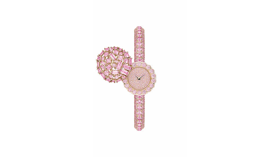 Часы La D de Dior Precieuse a Secret, 21 мм, розовое золото, сапфиры, кварцевый механизм