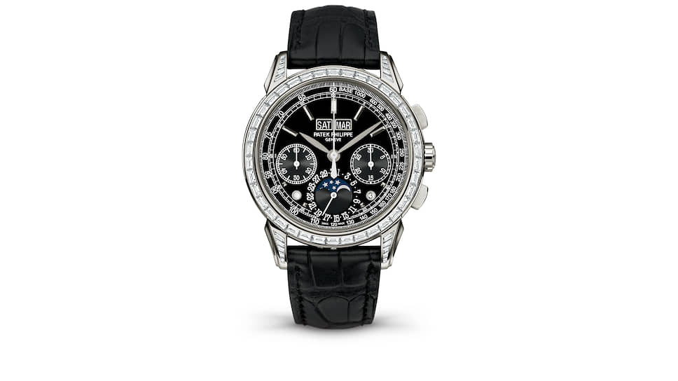 Patek Philippe, часы 5271P Chronograph Perpetual Calendar, 41 мм, платина, 58 бриллиантов, механизм с ручным подзаводом, запас хода 65 часов