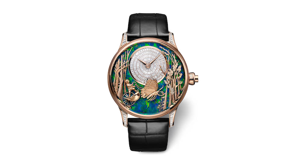 Loving Butterfly, Jaquet Droz, 43 мм, красное золото, опал, бриллианты, механизм с автоматическим подзаводом