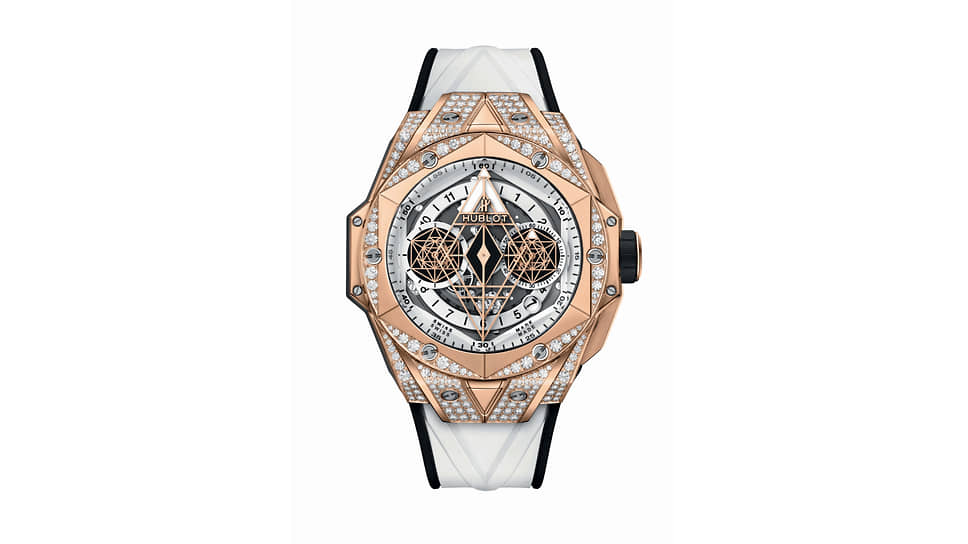 Hublot, Big Bang Unico Sang Bleu II, 45 мм, золото King Gold, бриллианты, механизм с автоматическим подзаводом