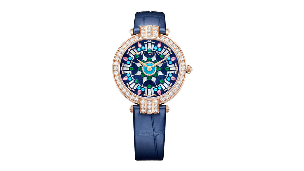 Часы Premier Kaleidoscope, 36 мм, розовое золото, цветной перламутр, бриллианты, механизм с автоматическим подзаводом, запас хода 72 часа
