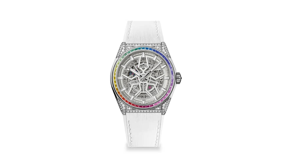 Defy Classic High Jewelry Rainbow, 41 мм, титан, бриллианты, сапфиры, механизм с автоматическим подзаводом, запас хода 50 часов