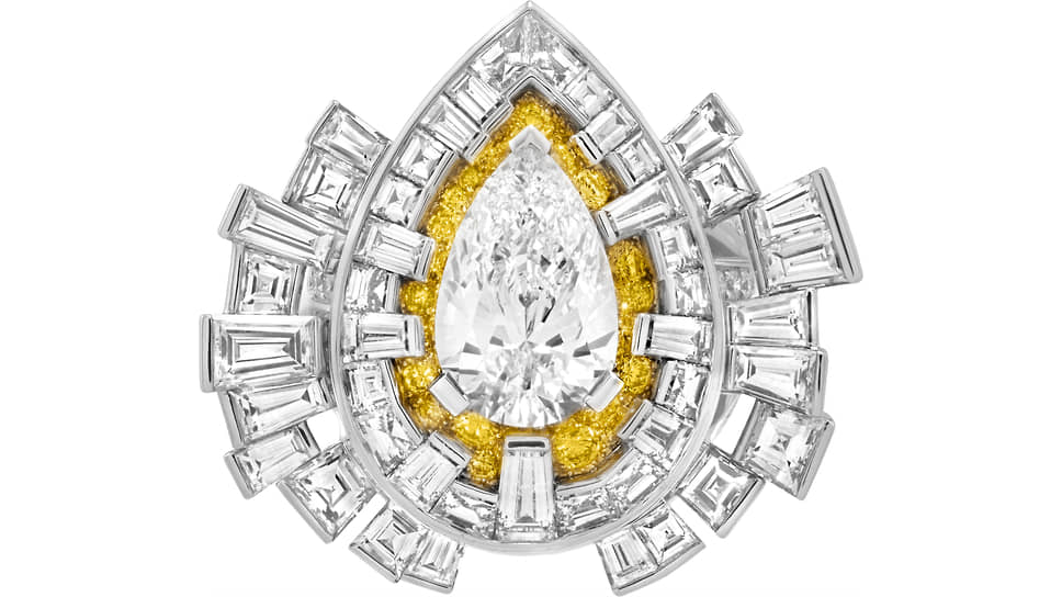 Кольцо Halley, белое и желтое золото, бриллиант (3,26 карата; можно переносить на колье Halley), желтые и бесцветные бриллианты