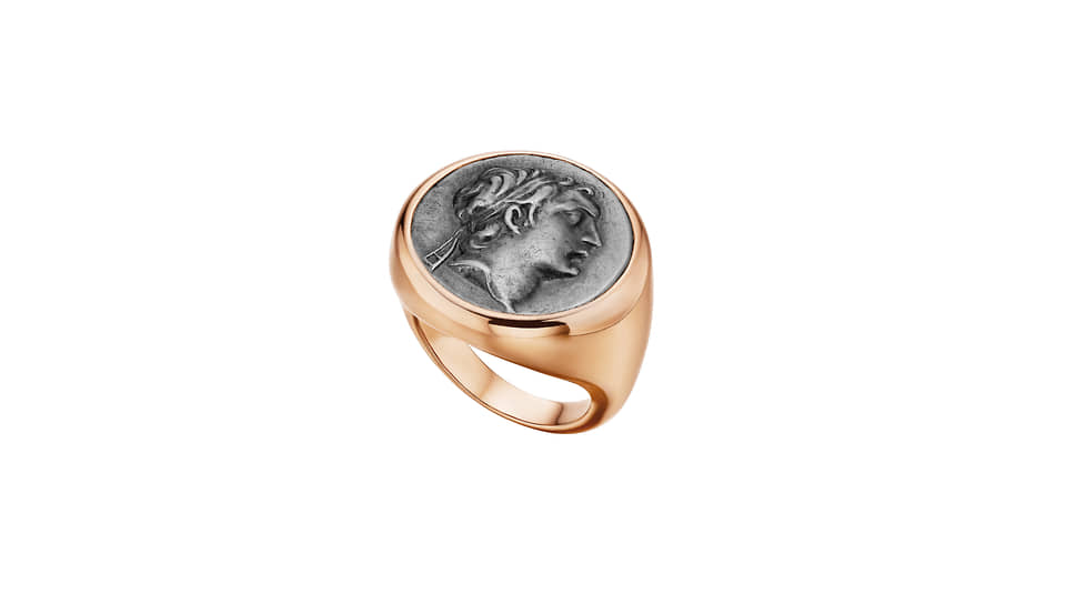 Кольцо Monete, розовое золото, античная монета