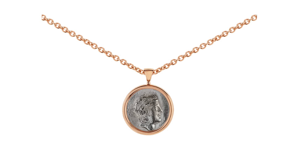 Колье Monete, розовое золото, античная монета