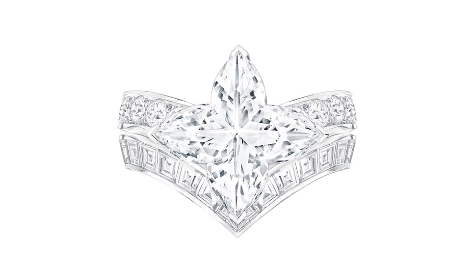 Louis Vuitton, кольцо La Star du Nord, белое золото, центральный бриллиант (3,08 карата), бриллианты