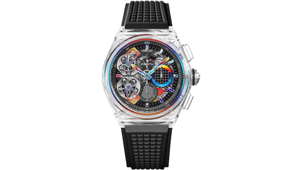 Часы Defy 21 Double Tourbillon Sapphire Felipe Pantone Only Watch 2021, 46 мм, сапфир, механизм с автоматическим подзаводом
