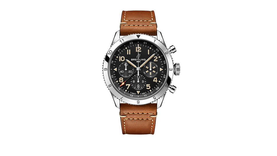 Breitling, Super Avi B04 Chronograph GMT 46 P-51 Mustang, 46 мм, сталь, механизм с автоматическим подзаводом, водонепроницаемость 100 м, запас хода 70 часов, 797 000 руб.