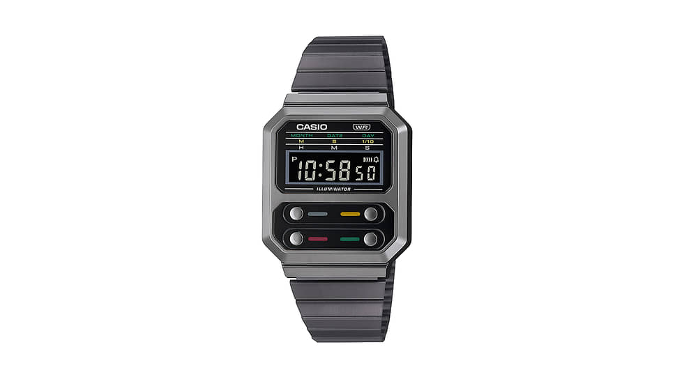 Casio, часы Vintage A100WEGG-1AEF, 32,7 x 40,7 мм, пластик, кварцевый механизм, водонепроницаемость 100 м, батарея на 3 года, 6 800 руб.