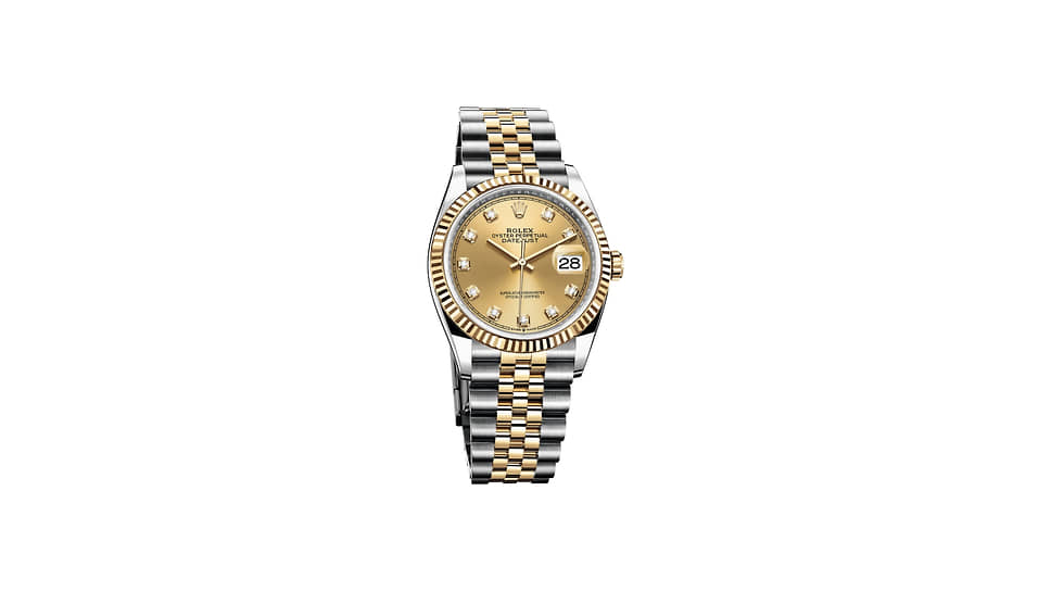 Rolex Oyster Perpetual Datejust в корпусе диаметром 36 мм из стали Oystersteel и желтого золота с бриллиантами