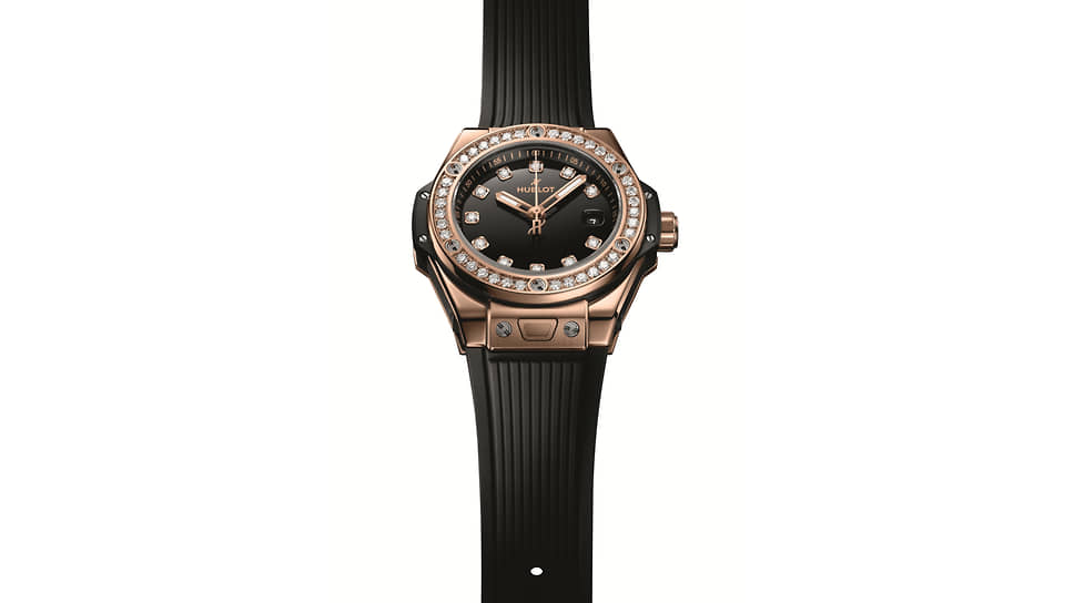 Hublot Big Bang One Click Gold, корпус 33 мм из золота King Gold, мануфактурный механизм MHUB1120 с автоматическим подзаводом и запасом хода 40 часов, 47 бриллиантов на безеле и циферблате общим весом приблизительно 0,94 карата