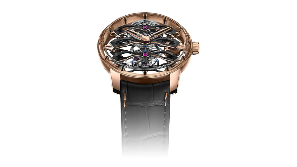 Girard-Perregaux Tourbillon With Three Flying Bridges, корпус из розового золота диаметром 44 мм, механизм с автоподзаводом GP09400-1273 и запасом хода 60 часов