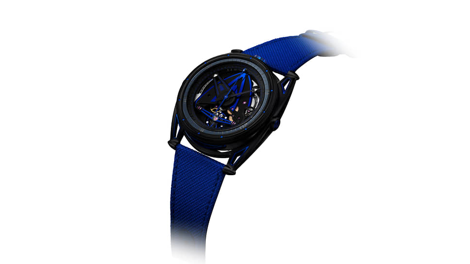 De Bethune DB28GS Swordfish. В 2019 году мануфактура выпустила свои первые спортивные часы DB28GS Grand Bleu. Работа Дени Флажоле открыла новую главу в истории марки, став первой дайверской моделью бренда, да еще с «электрической» подсветкой. Новые DB28GS Swordfish выполнены в двухцветной гамме, сочетающей фирменный синий De Bethune с оттенками черного