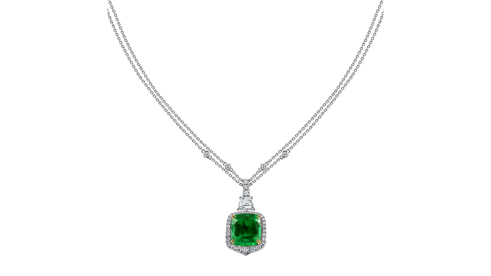 Колье Royal, белое золото, изумруд (8,39 карата), бриллианты