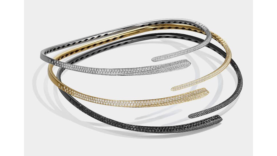 Колье, браслеты, кольца, серьги Like и Like Black Tie из белого, желтого, розового золота и золота с черным родиевым покрытием и черными и бесцветными бриллиантами