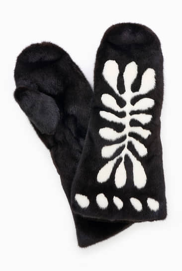 Рукавицы «Волна», мех норки с инкрустацией