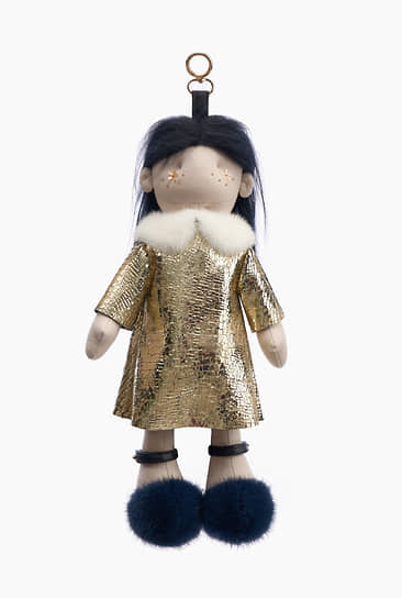 Брелок-кукла «Маша», мех норки, кожа